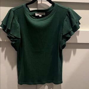 LOFT Emerald Ruffle Sleeve Blouse
